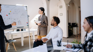 Small team of people working on a Startup